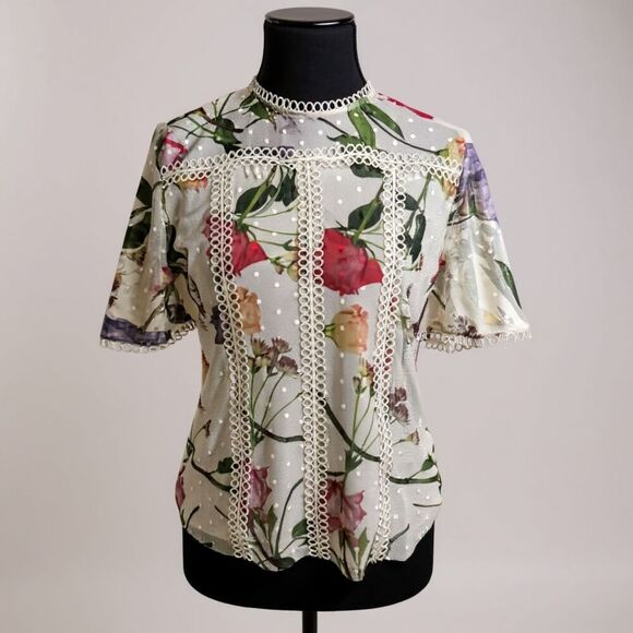 Ted Baker Arelin Rose Floral Print Blouse Shirt Elegant Fit & Flare - Picture 4 of 7